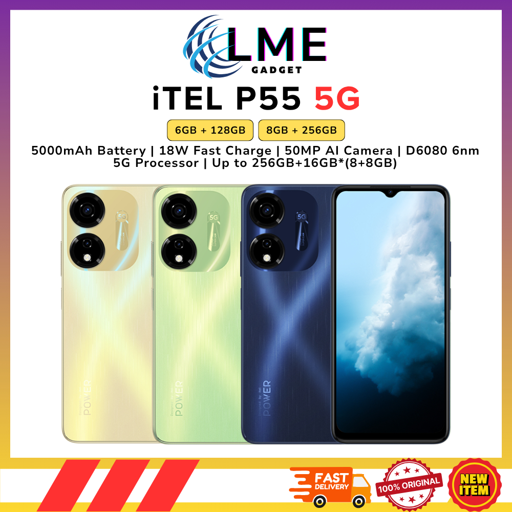iTEL P55 5G (6GB+128GB | 8GB+256GB) Smartphone | 1 Year ITEL Malaysia Warranty