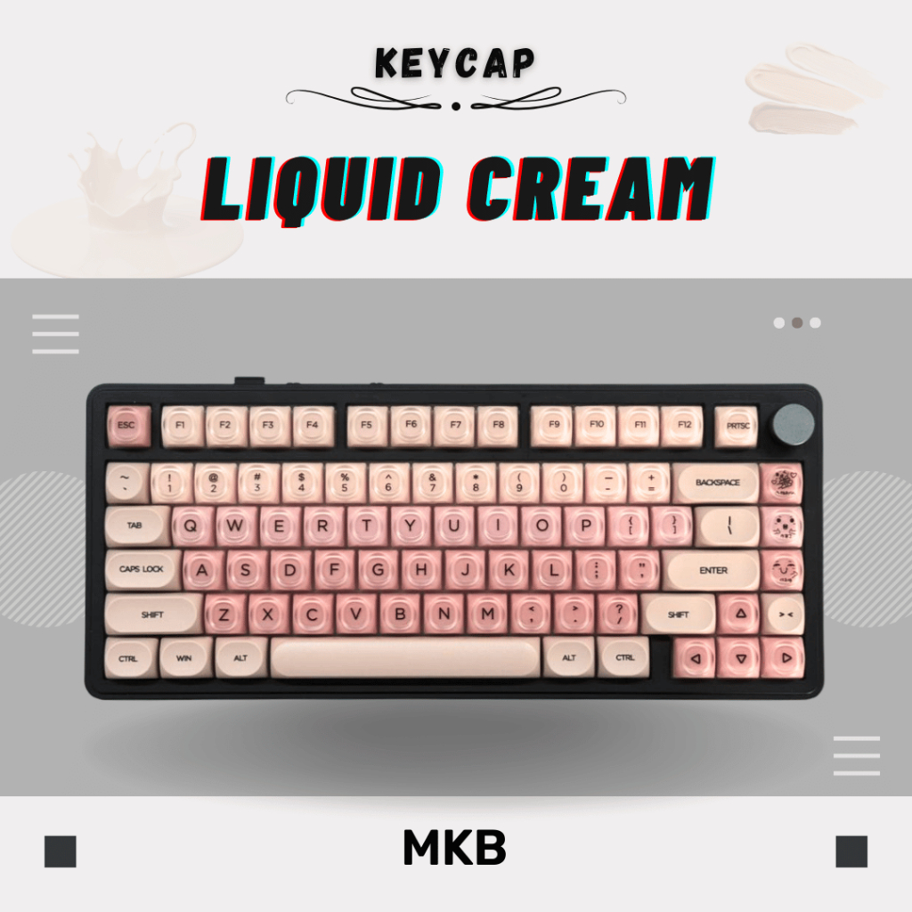 MKB Liquid Cream PBT Double Shot HOA Profile Keycap Set for Mechanical Keyboard