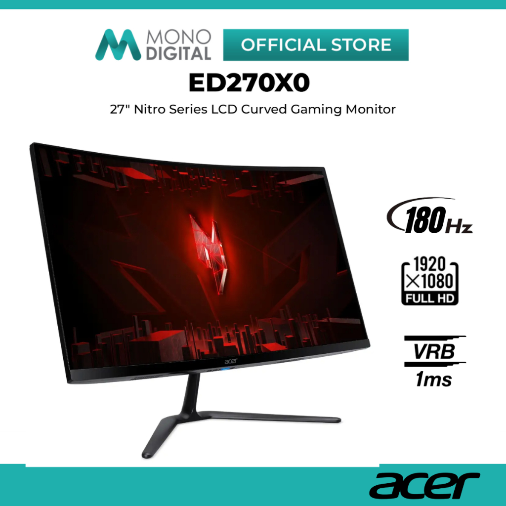 ACER 27" NITRO ED270RS3 ED270R S3 / ED270X0 FHD (1920x1080P@180HZ) LED CURVE VA PANEL GAMING MONITOR