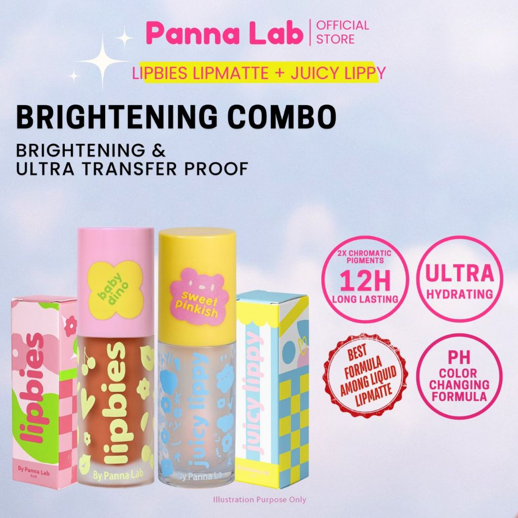 【KOMBO PENCERAHAN】PANNA LAB (SWEET PINKISH + LIPBIES) Lip Oil | Lipmatte | Gincu, Mencerahkan - Tahan Lama - 16 Jam