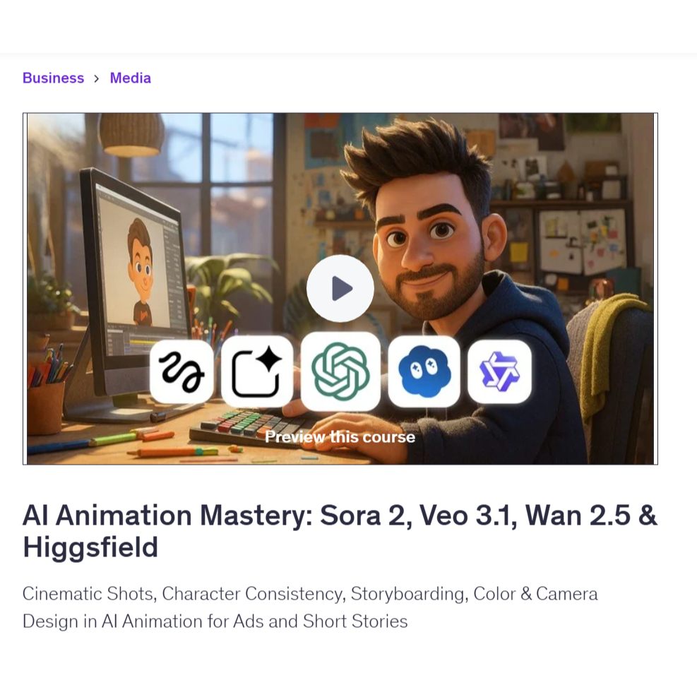 Make Ai Video Course - AI Animation Mastery: Sora 2, Veo 3.1, Wan 2.5 & Higgsfield | Ai Video Courses