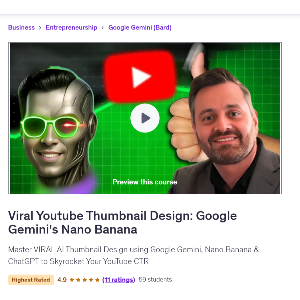 Nano Banana Video Course- Viral Youtube Thumbnail Design: Google Gemini's Nano Banana