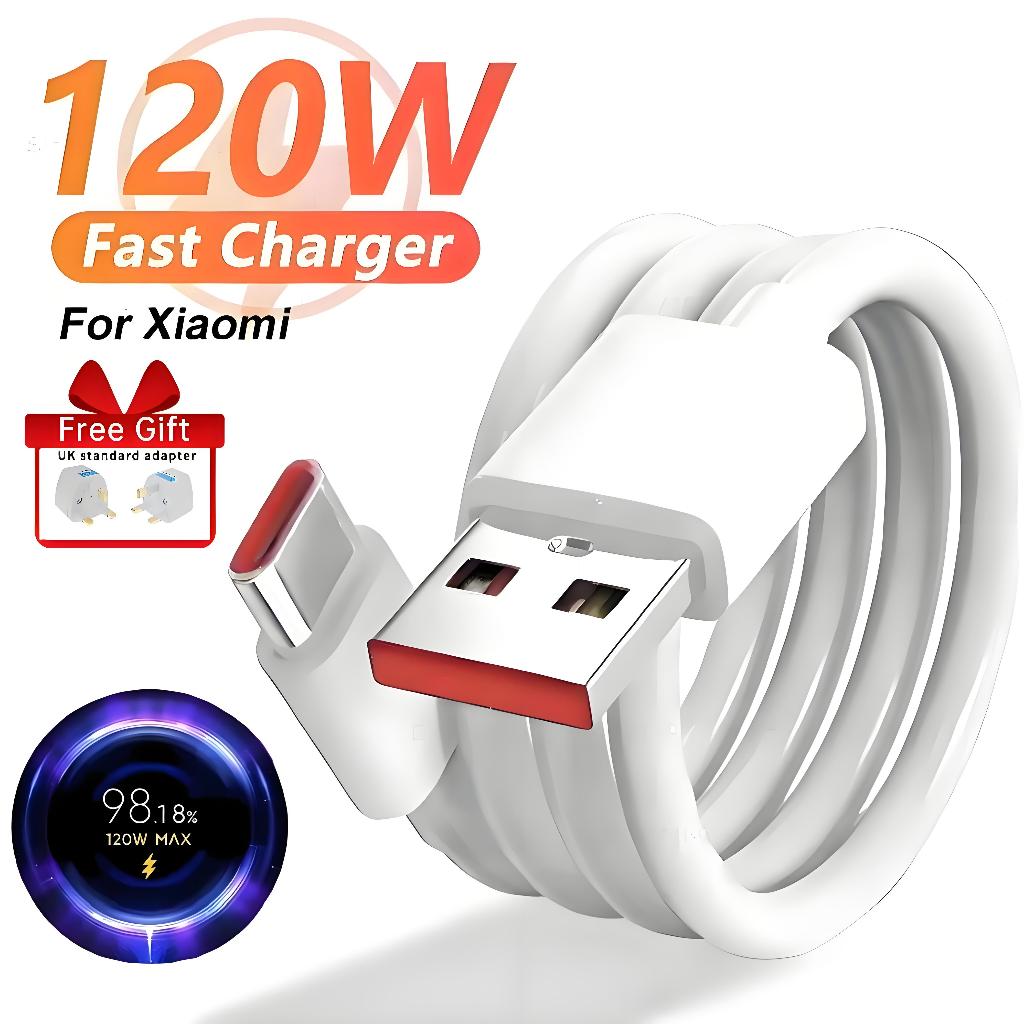 for Xiaomi 120W 6A Type C Fast Turbo Charge Cable For Xiaomi 17 15 14 12 11 10 9 Redmi Note 14 13 12 POCO F6 F5