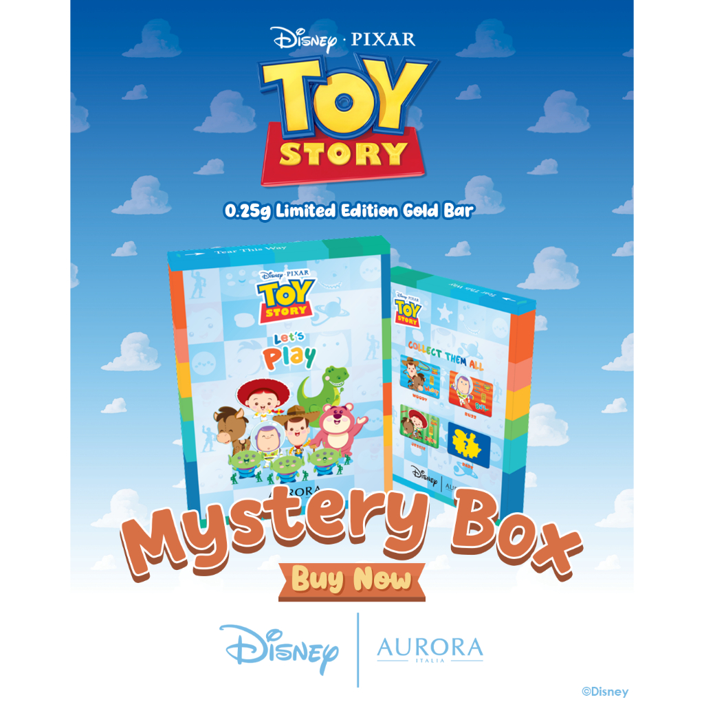 [BLIND BOX] DISNEY x AURORA ITALIA (0.25g) 999.9 Toy Story Limited Edition Gold Bar 迪士尼联名玩具总动员限量版盲盒黄金卡