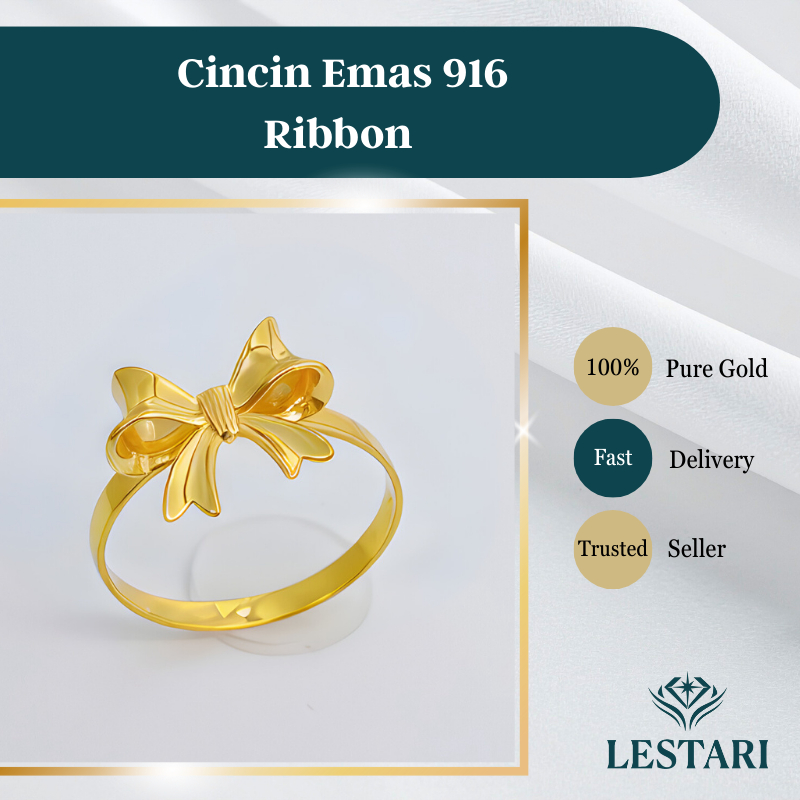 Cincin Emas 916 Ribbon I 916 Gold Ring Ribbon｜916黄金蝴蝶结戒指