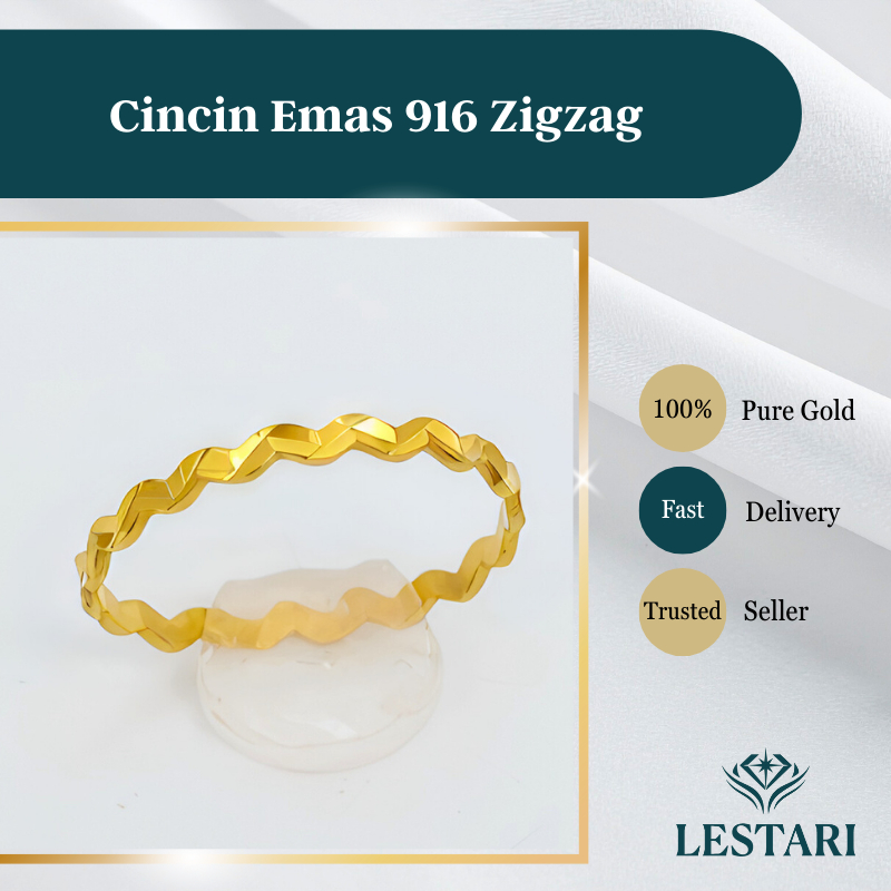 Cincin Emas 916 Zigzag I 916 Gold Ring Zigzag Minimalist｜916黄金轻奢简单高级戒指