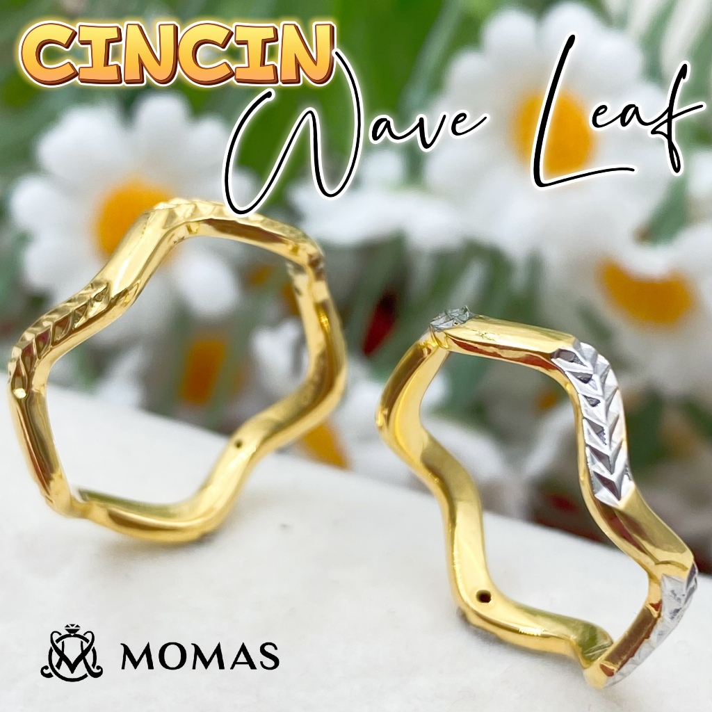 CINCIN WAVE LEAF 5D Emas 5D 916 Original Emas 916 Bajet Cincin Fesyen Emas 916 Tulen Cincin Fesyen Emas