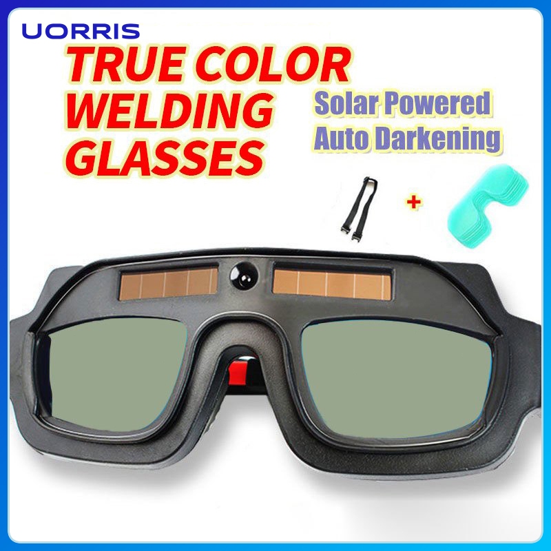 Auto Darkening Welding Glasses Solar Powered Adjustable for Arc Grind Cut with Instant 0.1ms Darkening True Color