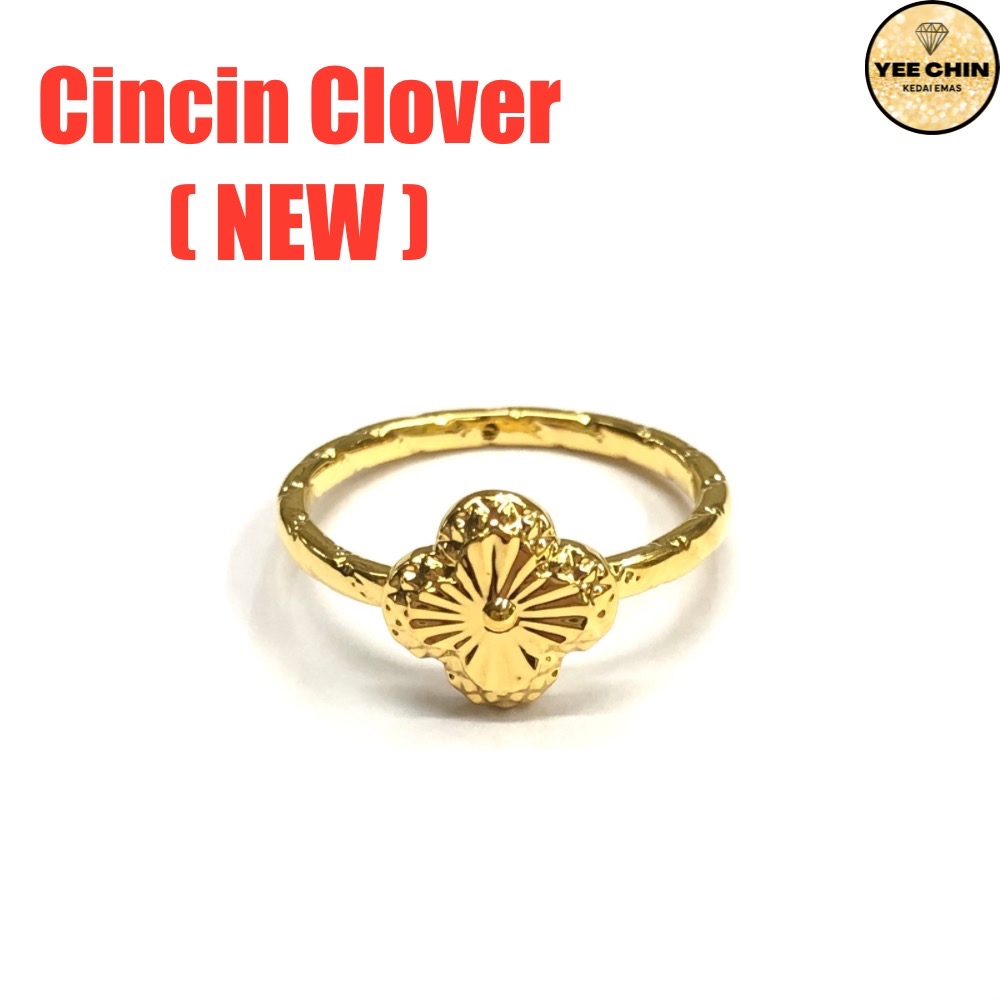 Yee Chin Cincin Emas 916 Clover (NEW) 5D / Ring Gold 916 Clover Leaf
