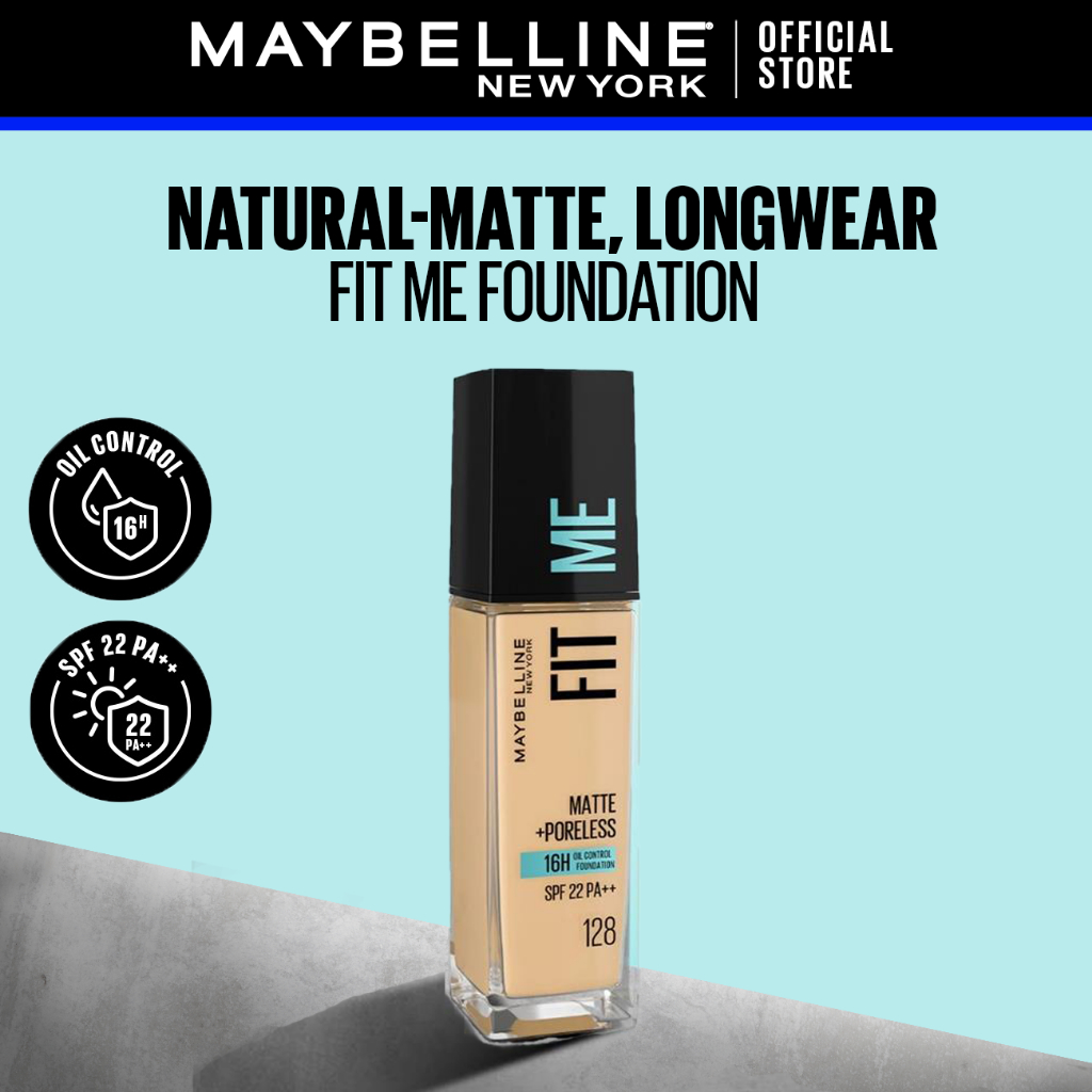 Maybelline Fit Me Matte + Poreless Liquid Foundation 30ml - SPF 22 Oil-Control 16H Longwear Face Makeup​