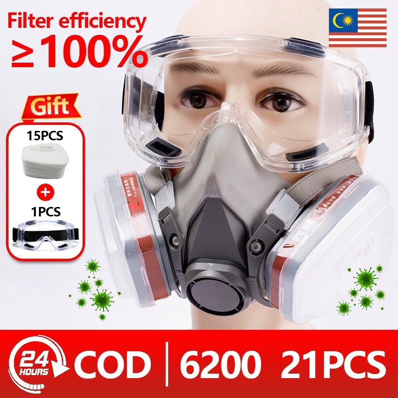 【21-in-1】6200 3M Gas Mask Dust Mask Full-Face Effectively Filters 99% of Harmful Substances Painting Mining Chemical