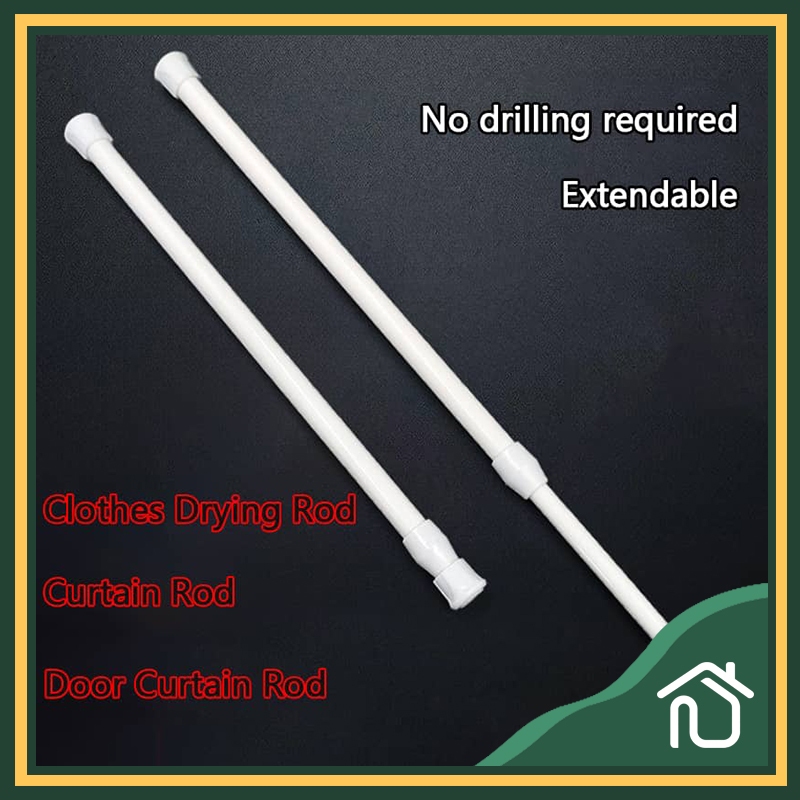 Ready Stock No Drill Telescopic Rod Multi Purpose For Shower Curtain Door Curtain Balcony Clothes Drying Wardrobe