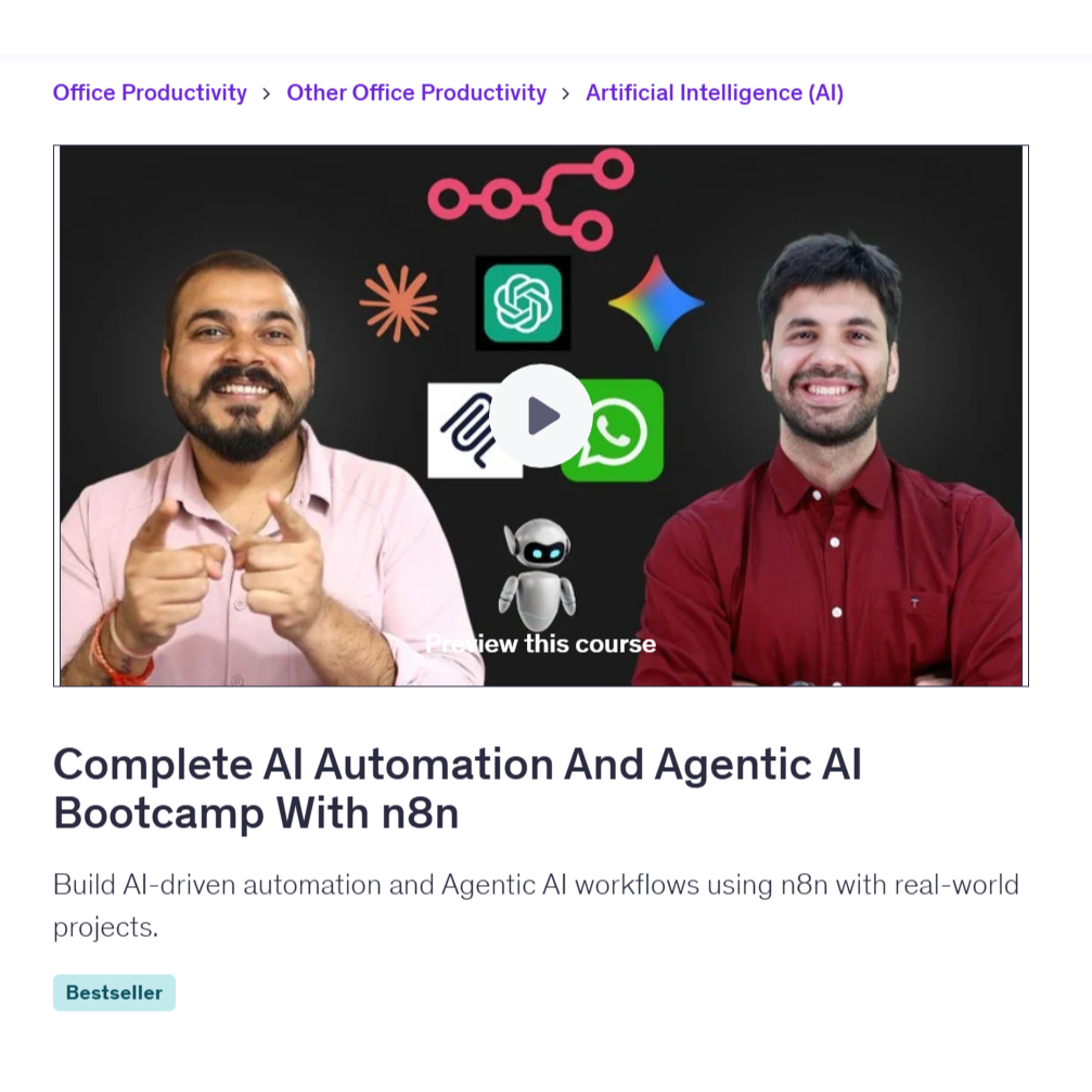 [Ai Video Course]-Complete AI Automation And Agentic AI Bootcamp With n8n | Learn Ai LLM Video Lessons