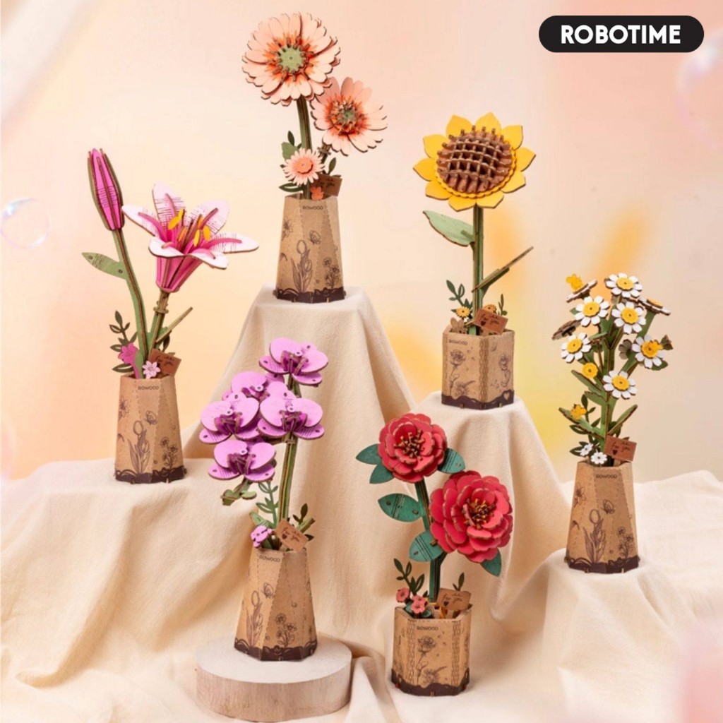 [Local Stock] Robotime Rolife 3D Wooden Puzzle - Flower series TW031 TW041 TW051 TW061 TW071 TW081