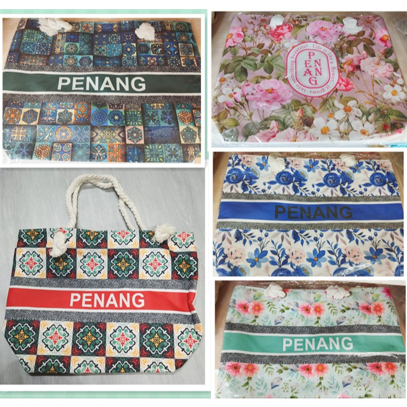 Penang Batik Tote Bags with rope/Zipper BIG BAG