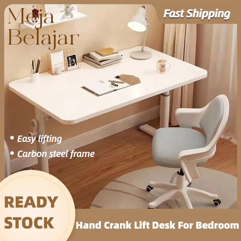 【Ready Stock】Lifting Meja Belajar Adjustable Study Gaming Table With Drawers Bookshelf Office Computer Desk L80/100/120