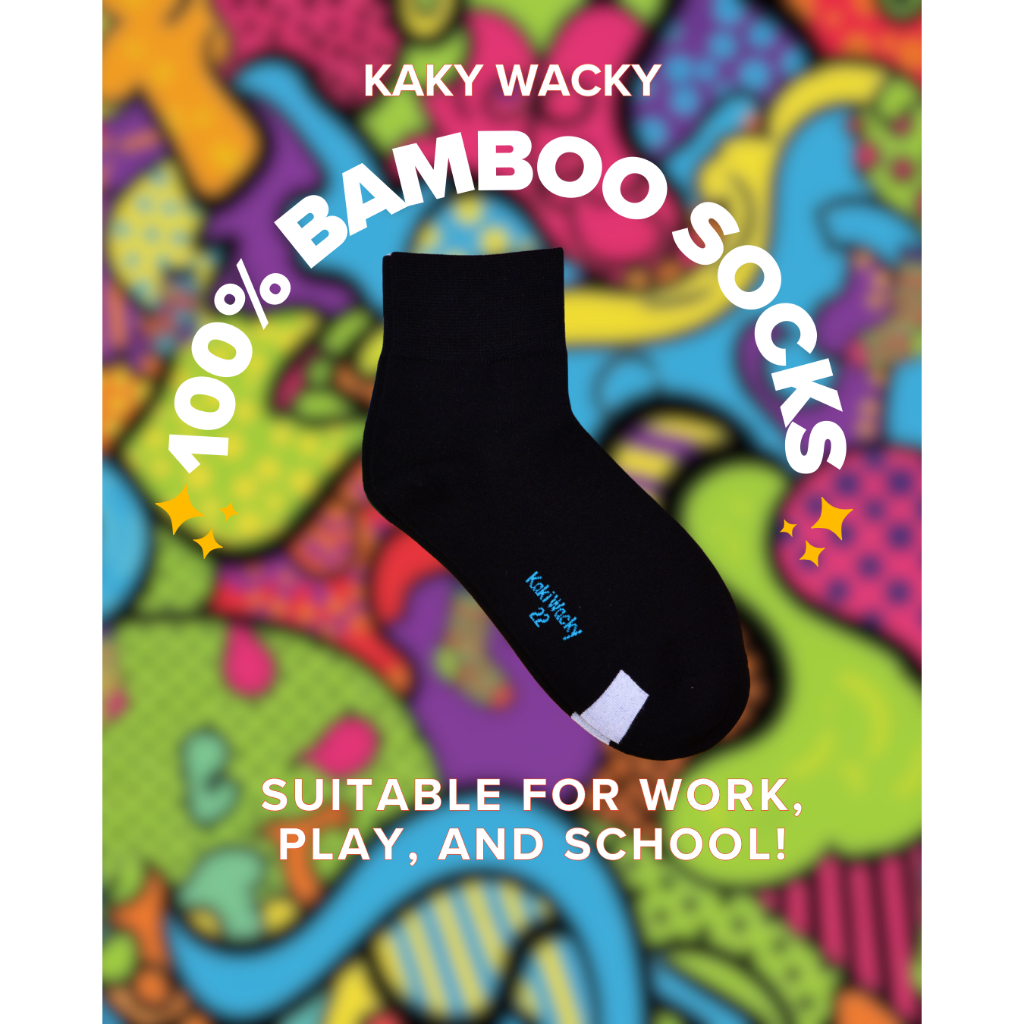 Kakywacky+ 3 pairs(size 22&24) 4 pairs(size 18&20) Eco-Friendly Bamboo Socks + Black Color + Perfect for School Uniforms