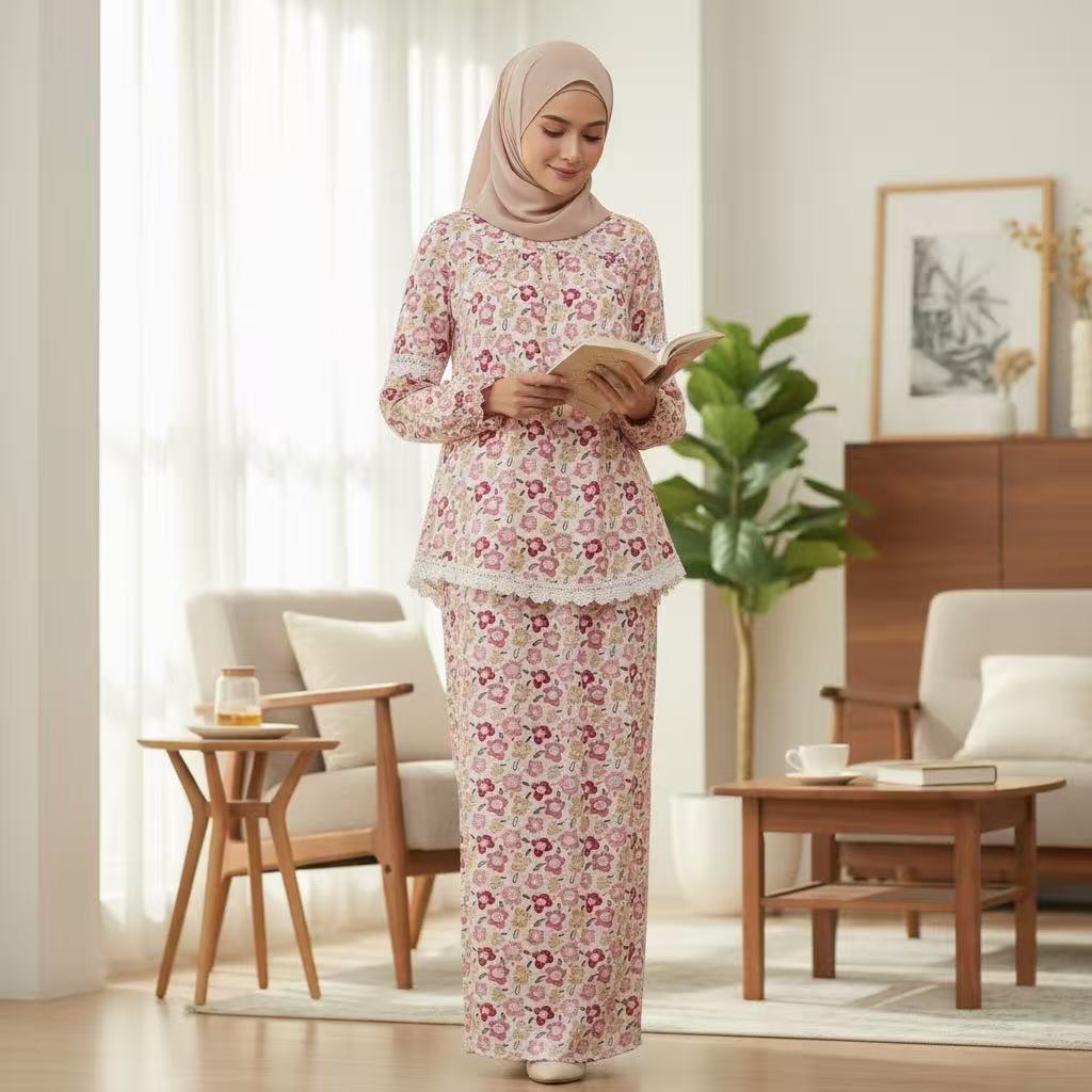 YAN@YAN Adira Laca Floral Kurung Modest Set | Baju Kurung Muslimah Elegant Raya Outfit-8538