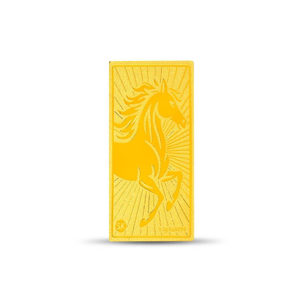 SK Jewellery (0.1G) Valour Horse 999 Pure Gold Bar
