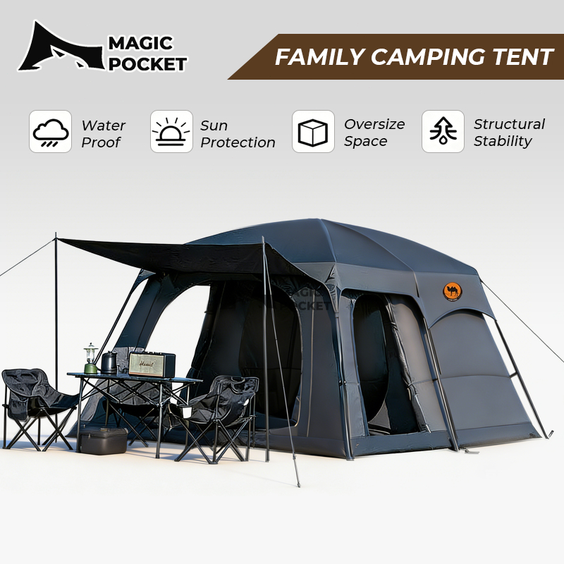 Magic pokcet Genuine khemah unta Camel Tent 10-14 person large beser khemah Camping Portable Family Tents Outdoor Hiking