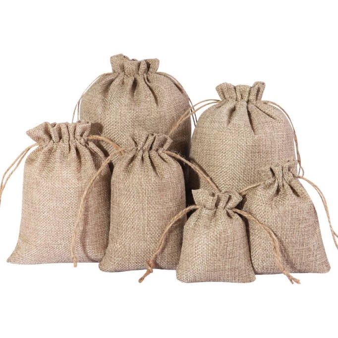 Loot Bags For Birthday Linen Drawstring Storage Bag Burlap Jute Gift Pouch For Jewelry Candy Coffee