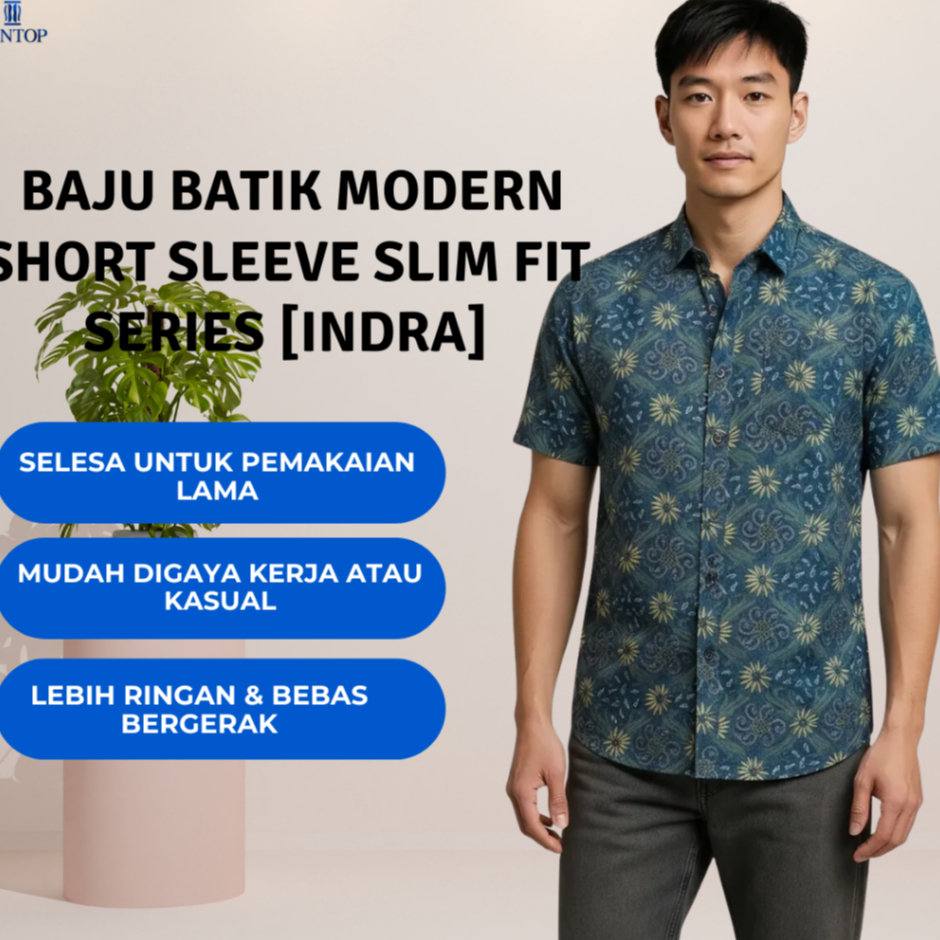 BENTOP Batik Modern Slim Fit Series [1] Baju Kemeja design lengan pendek Modern Floral Batik Short Sleeve