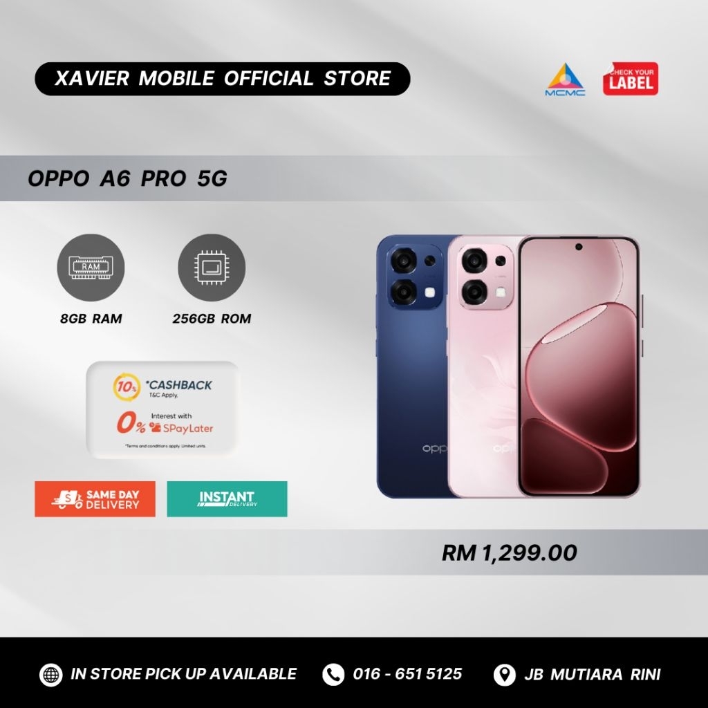 OPPO A6 Pro 5G | 8GB RAM + 256GB ROM | 6,500mAh Battery | 80W Fast Charging