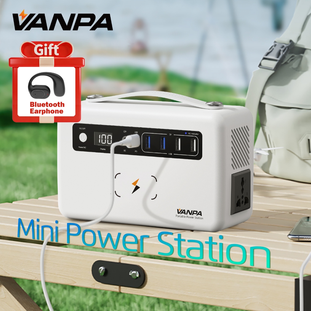 VANPA 200W Mini Portable Power Station 200Wh Large Battery Powerbank With AC/DC/PD/USB/Wireless Output For Camping
