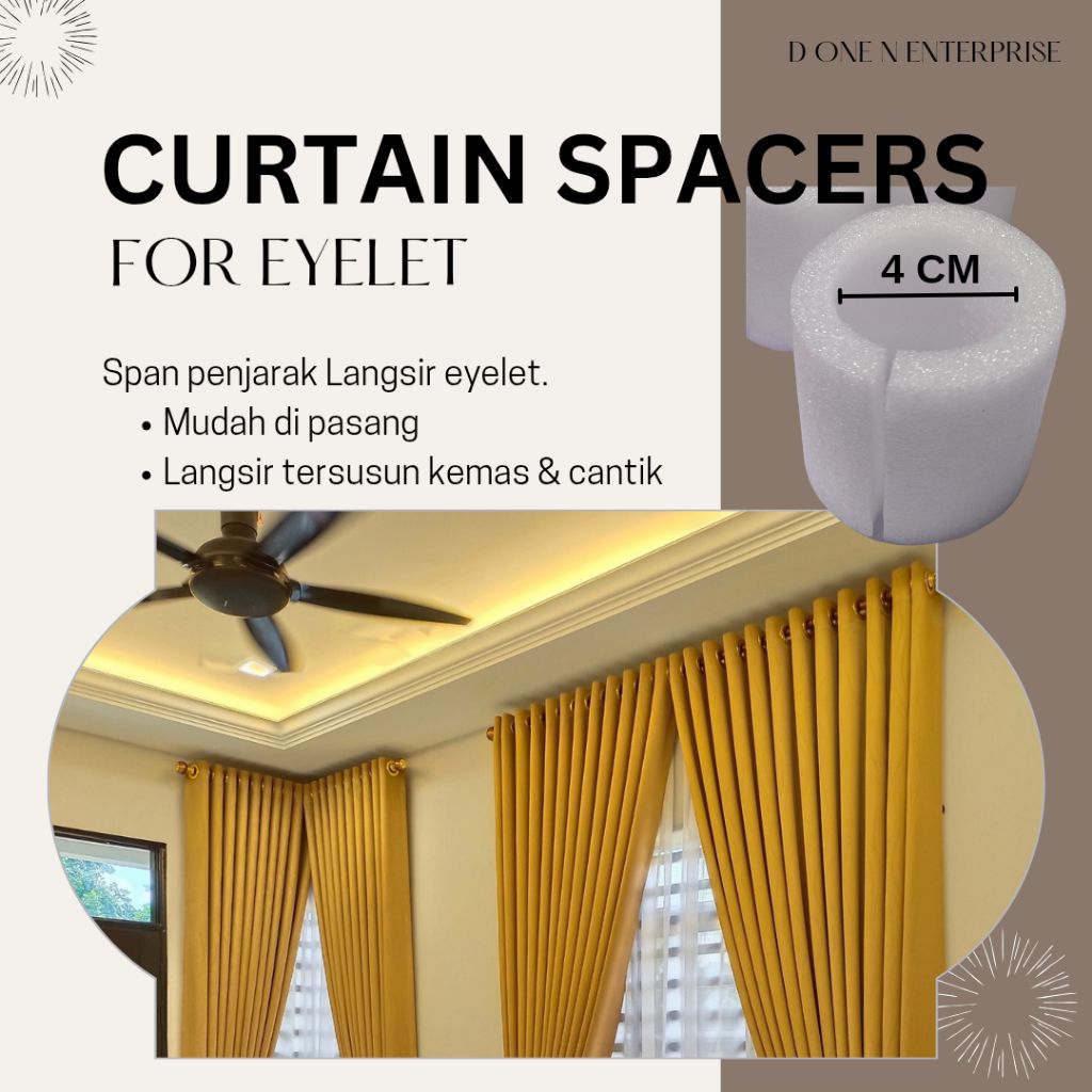 CURTAIN SPACERS FOR EYELET span penjarak untuk langsir eyelet kemas tersusun (UPGRADE SIZE)