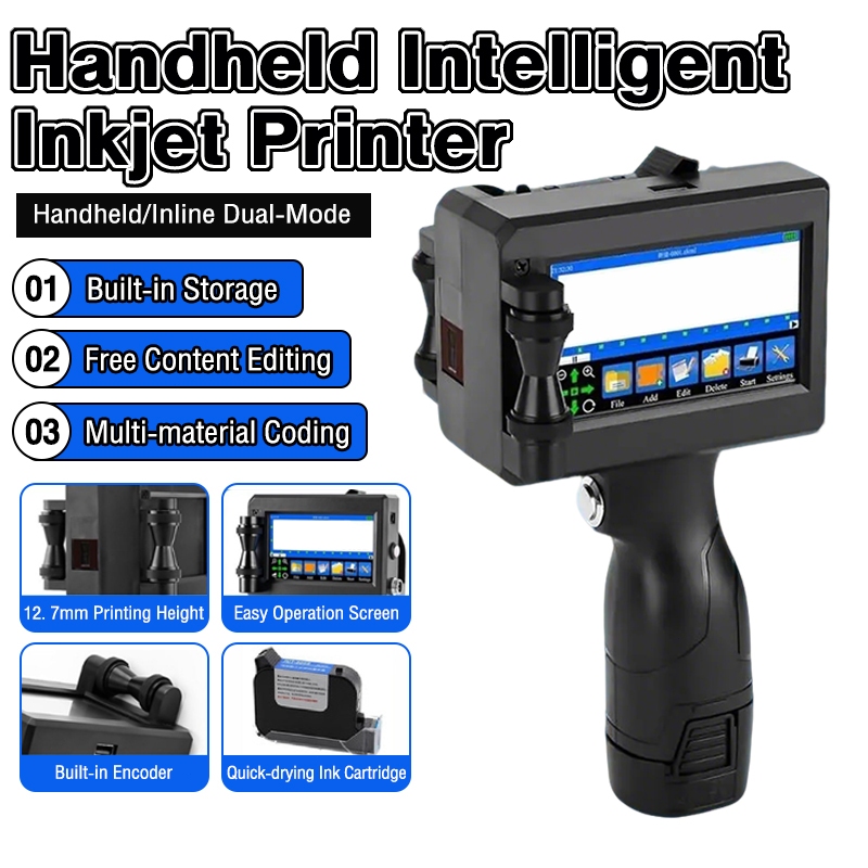 Portable Hand-held Inkjet Printer Machine With Ink Cartridge Code Label Logo Maker Expired Expiry Date Coding Machine