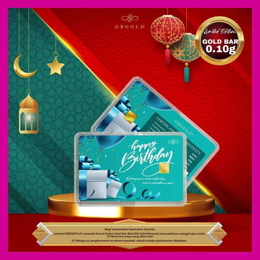 GB GOLD Happy Birthday Tiffany Blue GoldBar 0.1g (Emas 999.9)