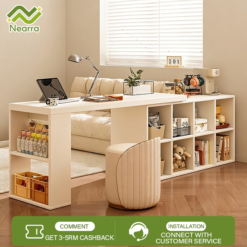 L Shape Table Study Table Meja Belajar Study Table with Book Cabinet Rak Buku Computer Desk Office Table Writing Table