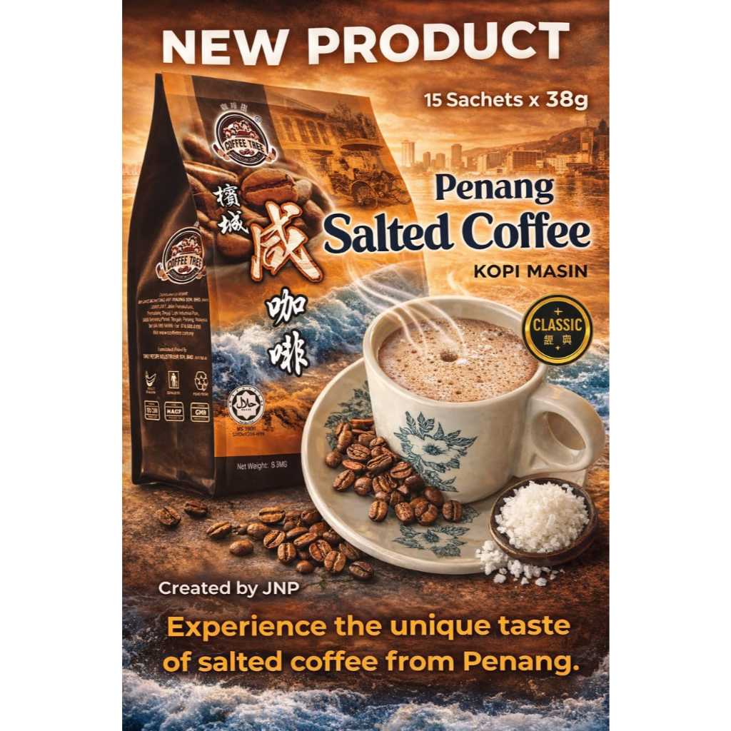 Coffee Tree Penang Salted Coffee - 15 Sachets x 38g Expiry Date Jan 2028