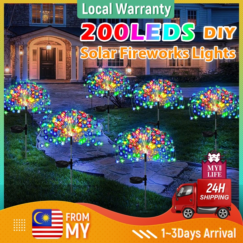Solar Fireworks Lights LED String Lampu Solar Taman Outdoor Garden Decorative Light Waterproof Lampu Raya Solar Light烟花灯