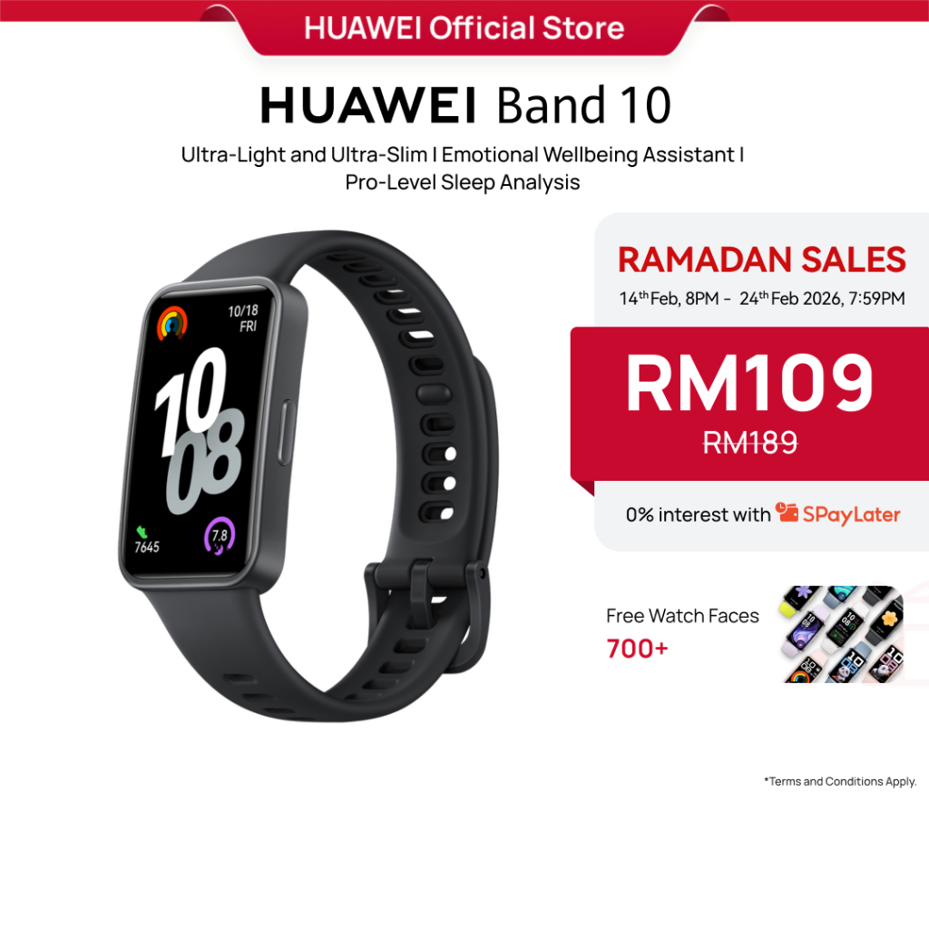 HUAWEI Band 10 Smartwatch | Ultra-Light and Ultra-Slim | Emotional Wellbeing Assistant | Pro-Level Sleep Analysis