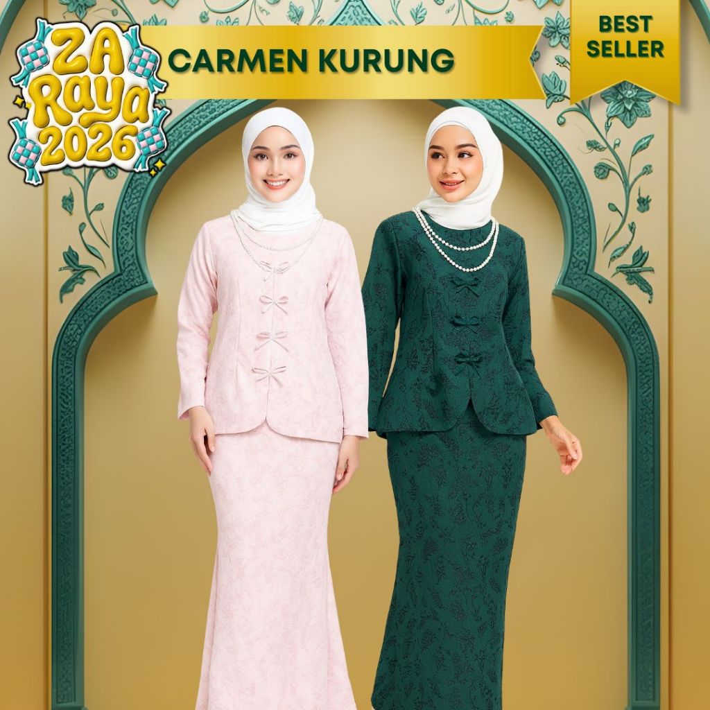 ZOE ARISAH Carmen Kurung Kedah Moden Baju Raya 2026 Coquette Velvet Silk Embroidery Brocade Textured Modern ZOE ARISSA