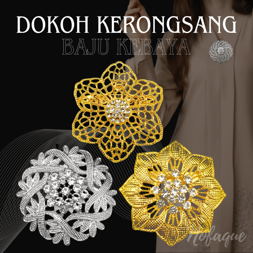 Dokoh Kerongsang Pin Brooch Baju Kebaya Kurung Kebarung Tudung Dewasa Gold Silver Raya Nikah