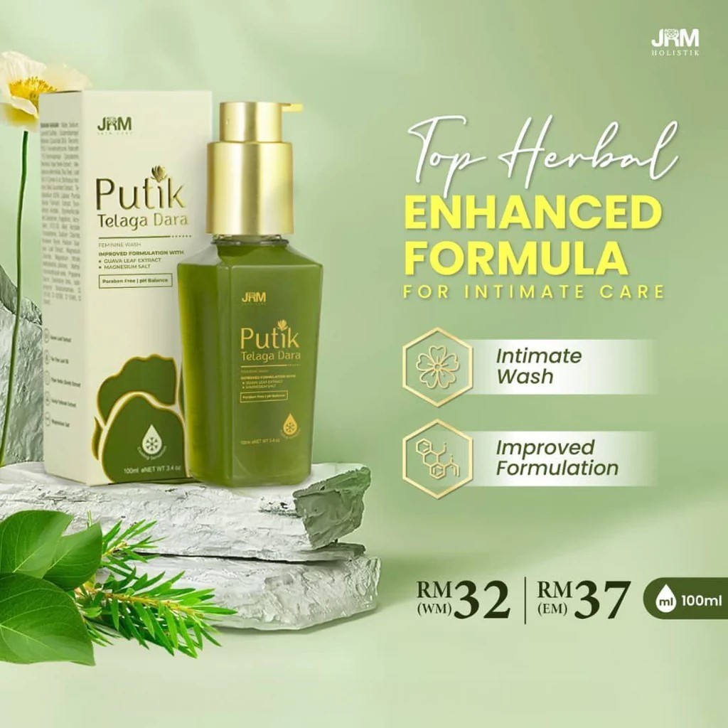 JRM Putik Telaga Dara 100ml Feminine Wash Guava Leaf JRM Holistik Pembersih Wanita Sireh Tea Tree