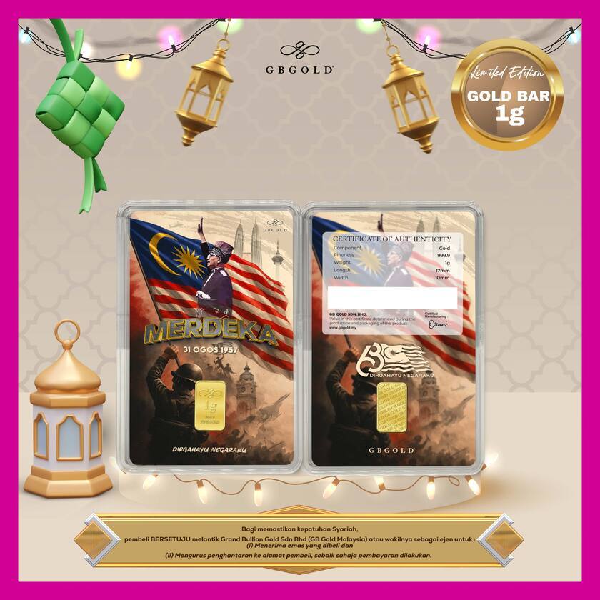 GB GOLD 68 Merdeka Brown GoldBar 1g (Emas 999.9)