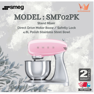 SMEG Mixer (4.8 liter / 800W motor) SMF02PK (Pink) / SMEG Mesin Pengadun Kek SMF02 / KUTCHENHAUSS