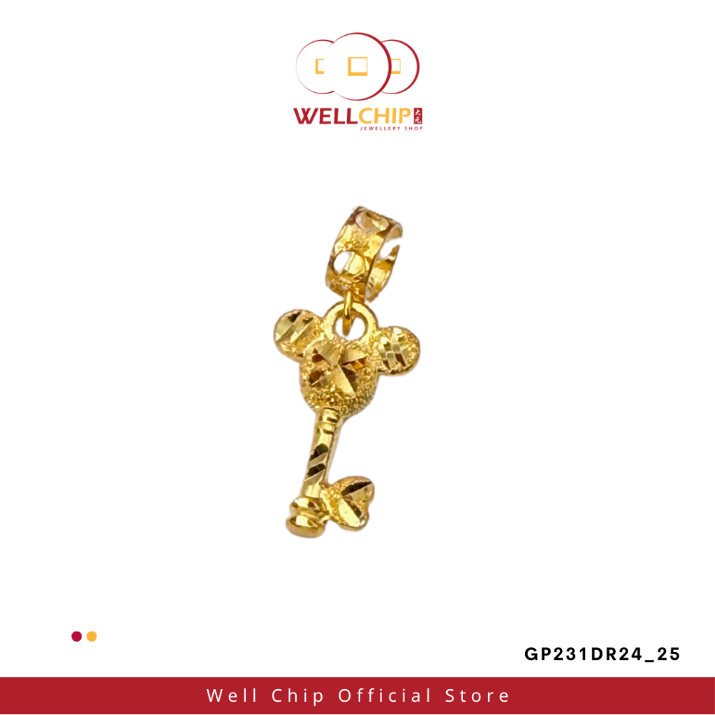 Loket Bentuk Mickey Emas 916 | Mickey 916 Gold Pendant | Emas 916 | Kedai Emas WELL CHIP