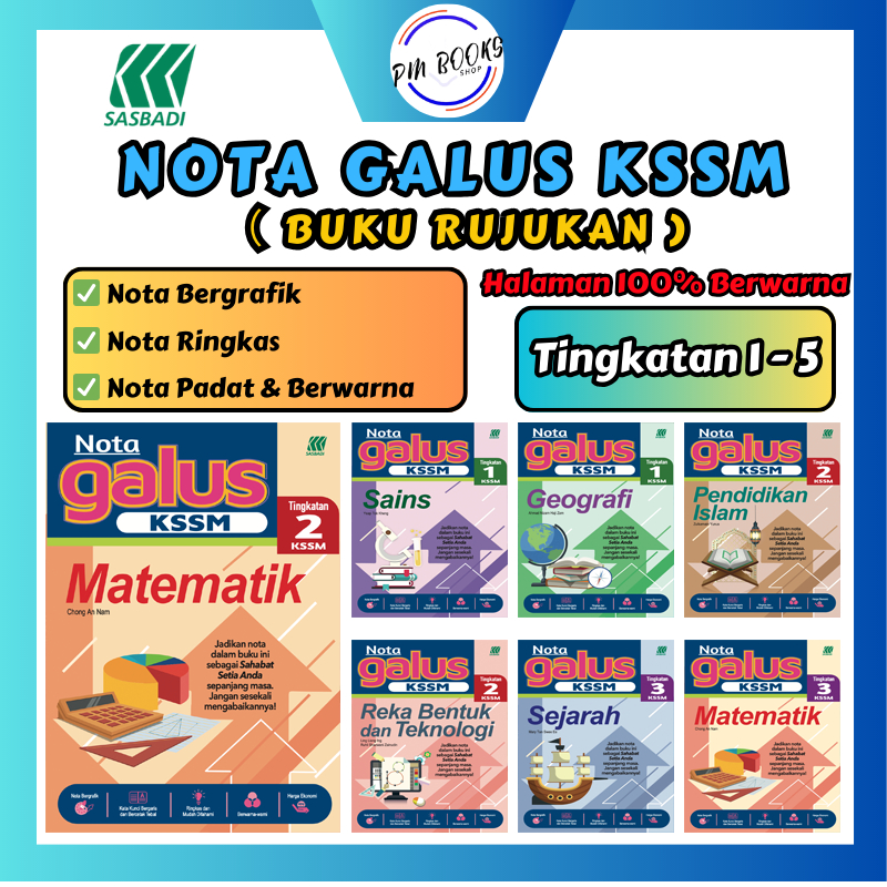 [PMBOOK] SASBADI NOTA GALUS KSSM TINGKATAN 1 - TINGKATAN 2 - TINGKATAN 3 (Matematik,Sains,Geo,Sejarah,RBT.Islam)