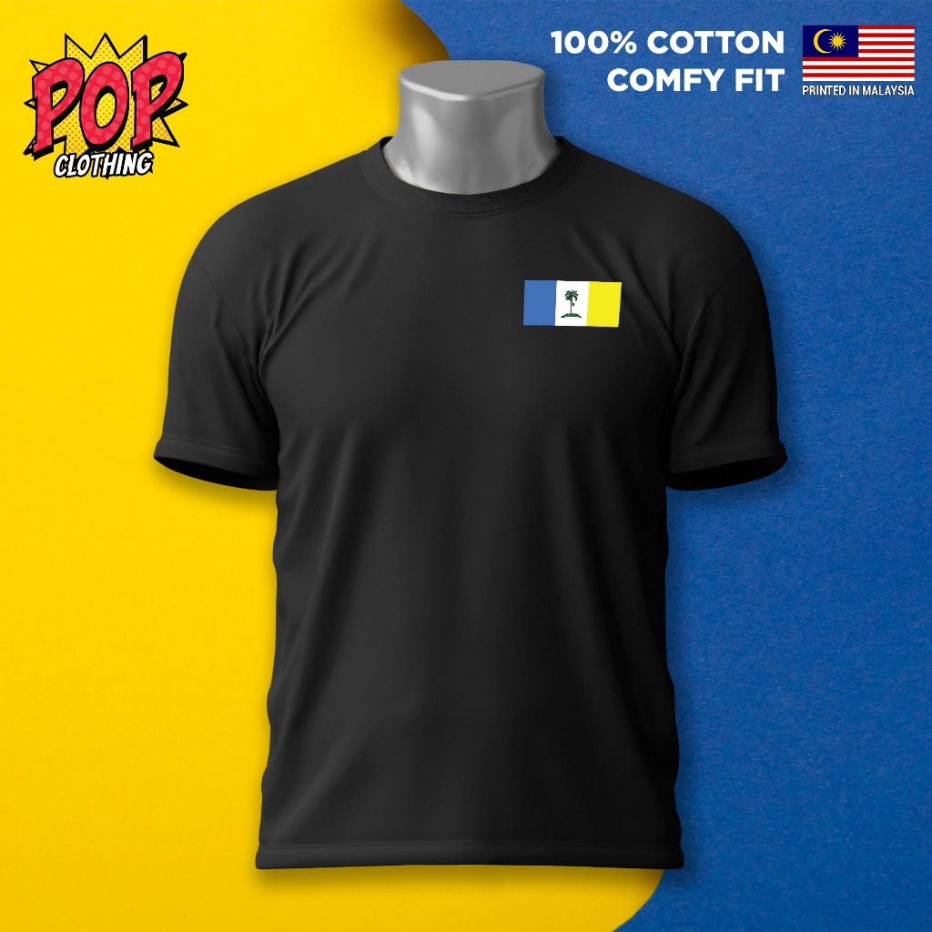 Pulau Pinang Penang Flag Left Chest Graphic Tee Cotton T-Shirt Tshirt Unisex Baju Sejuk  [XS - 3XL]
