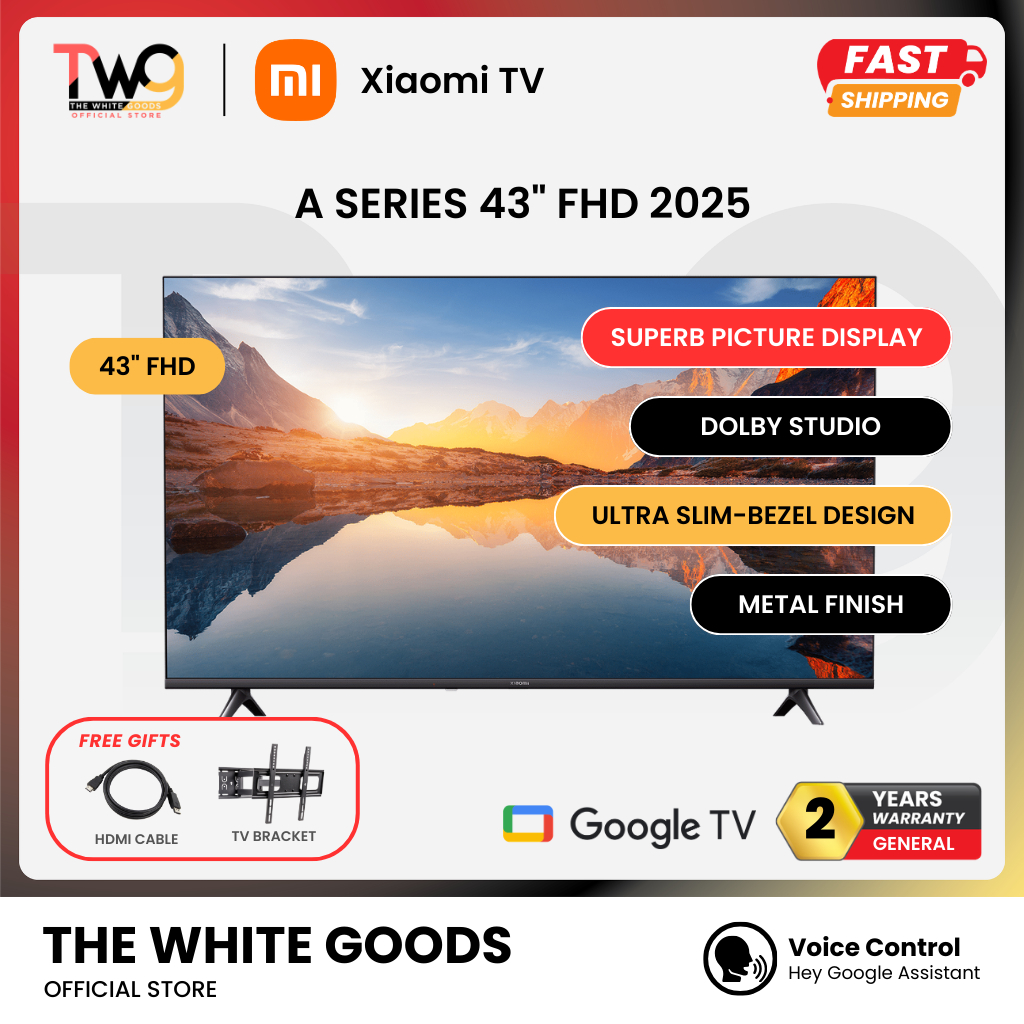 [FREE GIFT] Xiaomi A Series 2025 43" FHD Smart TV | Google TV | Dolby Audio | Metal Bezel-Less Design