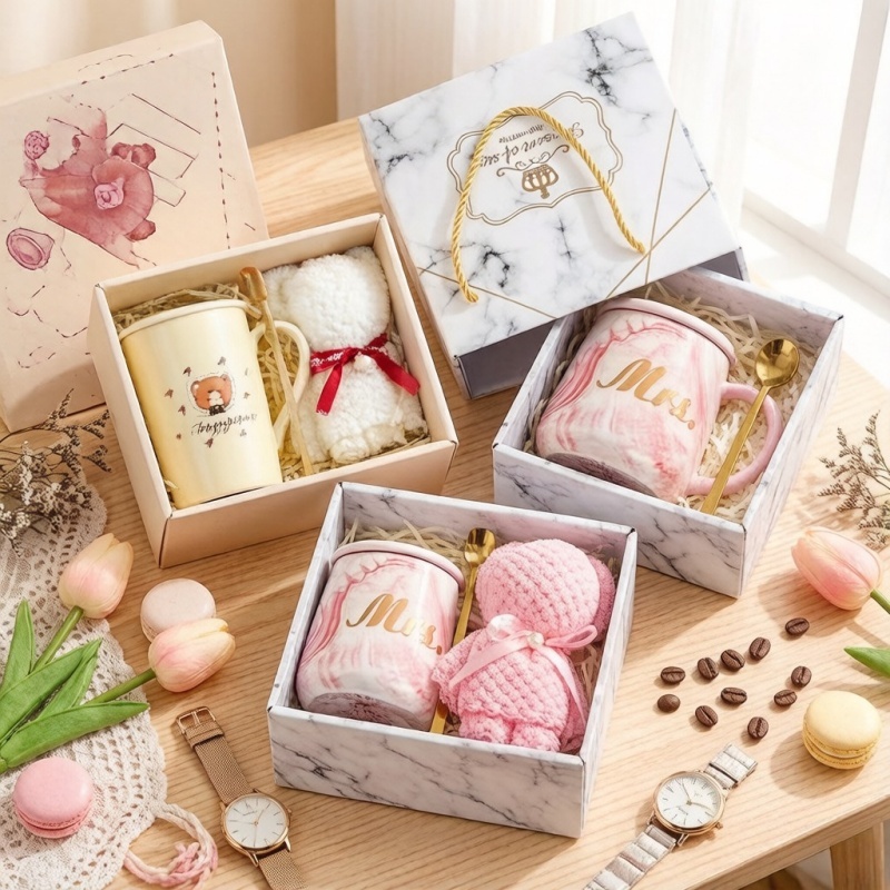 Creative Cup Gift Box Ceramic Water Cup Gift Set Perfect to Birthday Gift Teacher Gift Couples Gift 杯子套装礼盒