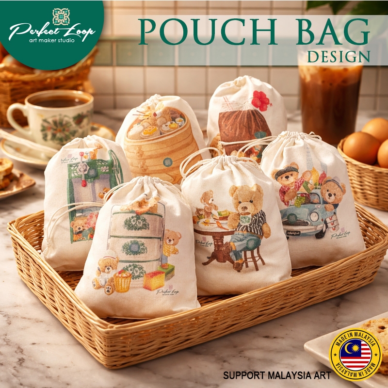 Pouch Bag Local Traditional Food Cultural Design (Beg Pouch Makanan budaya) Limited Edition