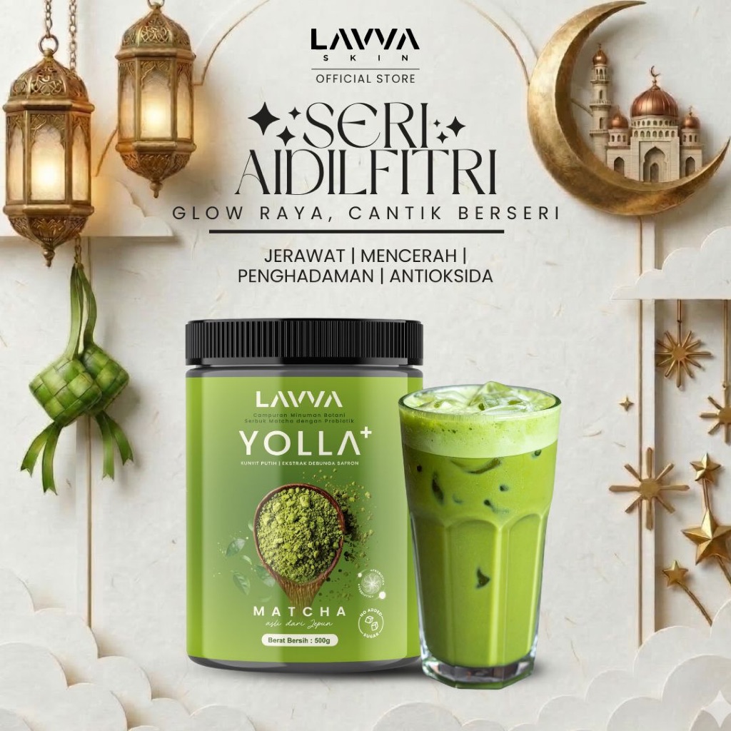 YOLLA+ MATCHA - Supplemen 50x Kesan Cerah Boost Imun Penghadaman Sihat 500g