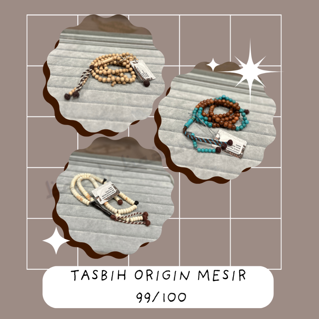 TASBIH 99/100 ORIGIN MESIR | KAYU LUZ, KAYU KOKKA, TULANG UNTA