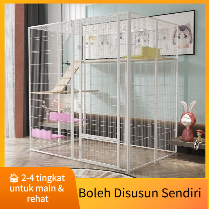 Sangkar Kucing Besar Large Cat Cage 2-4 Tingkat Rumah Kucing Indoor 3-4 Level Platform & Villa untuk Kucing 自由组合猫笼