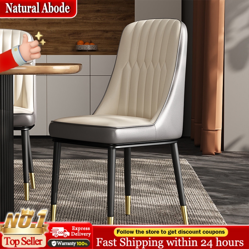 Luxury Dining Chair Kerusi Makan Home Dining Room High Backrest Chair Modern Leather Italian Style Seat Steel Leg Kerusi